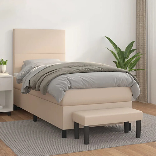 vidaXL Sommier à lattes de lit avec matelas Cappuccino 90x190 cm