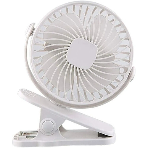 Elixir Mini Ventilateur Pince, Ventilateur USB de Bureau, Portable Ventilateur de Table Silencieux USB Ventilateur Clip de Voiture avec Batterie Rechargeable 3 Vitesses Rotation pour Maison Bureau