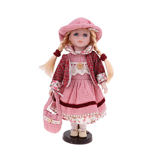 30cm belle figurine poupée porcelaine fille figure avec rose vêtements chapeau ensemble cadeau