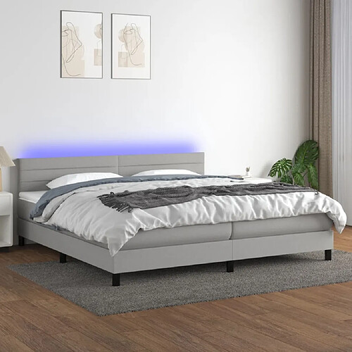 Sommier à lattes et matelas LED,Cadre à lattes de lit pour Adulte Gris clair 200x200 cm Tissu -MN81222