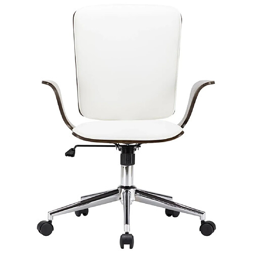 Maison Chic Chaise Gaming | Chaise pivotante de bureau Ergonomique Fauteuil Blanc Similicuir et bois courbé -GKD97617