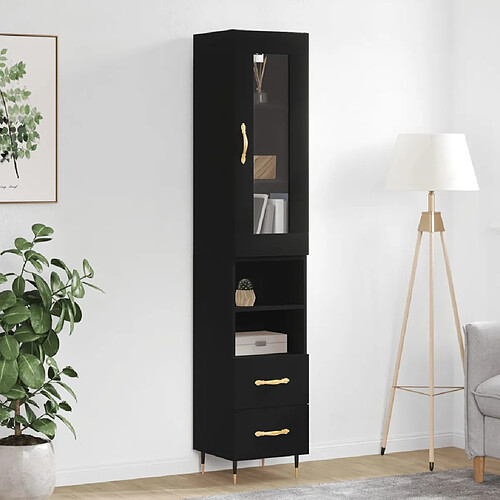 vidaXL Buffet haut Noir 34,5x34x180 cm Bois d'ingénierie