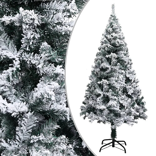 vidaXL Sapin de Noël artificiel avec neige floquée vert 150 cm PVC