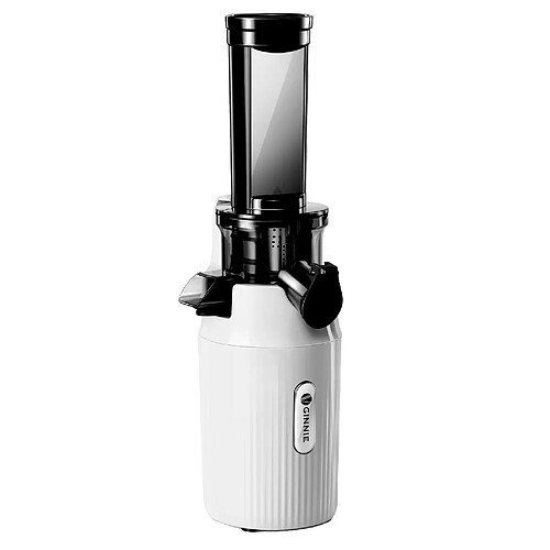 Extracteur de jus Ventray Essential Ginnie, petit extracteur de jus compact à pression à froid, extracteur de jus à mastication lente avec faible vitesse de 60 tr/min, blanc