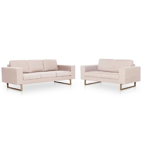 Maison Chic Ensemble de canapé 2 pcs, Canapé Sofa droit pour Salon Tissu Crème -GKD287422