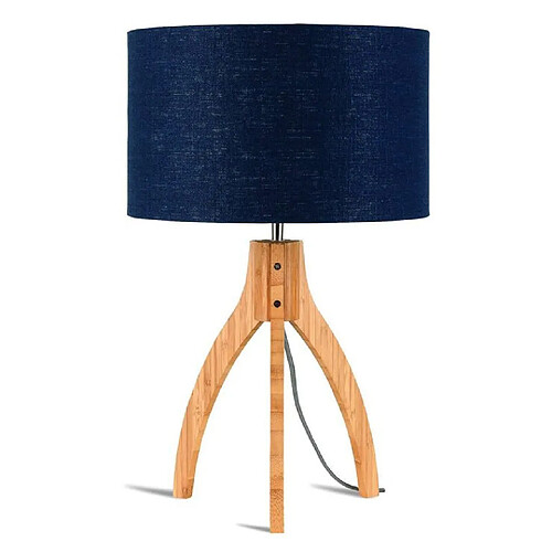 Good&Mojo ANNAPURNA-Lampe tripode Bambou & Lin Naturel H54cm bleu denim Good & Mojo