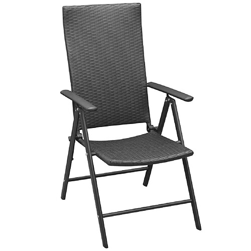 Maison Chic Lot de 2 Chaises empilables de jardin - Fauteuil d'extérieur Résine tressée Noir -MN52771