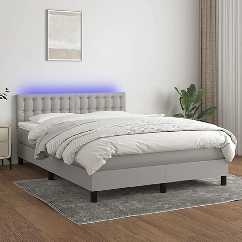 vidaXL Sommier à lattes de lit et matelas et LED Gris clair 140x200 cm