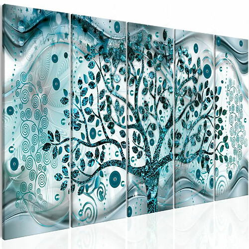 Paris Prix Tableau Imprimé 5 Panneaux Tree & Waves Blue 90 x 225 cm