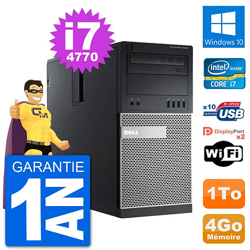 PC Tour Dell 9020 Intel Core i7-4770 RAM 4Go Disque Dur 1To Windows 10 Wifi · Occasion