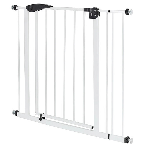 ECD Germany Barrière de Sécurité pour Enfants, Chiens, Largeur 85-95 cm, sans Perçage, Blanc, Pivotant des Deux Côtés, Fermeture Automatique, Garde-Porte Métallique Extra-Sécurisé pour Escalier, Porte