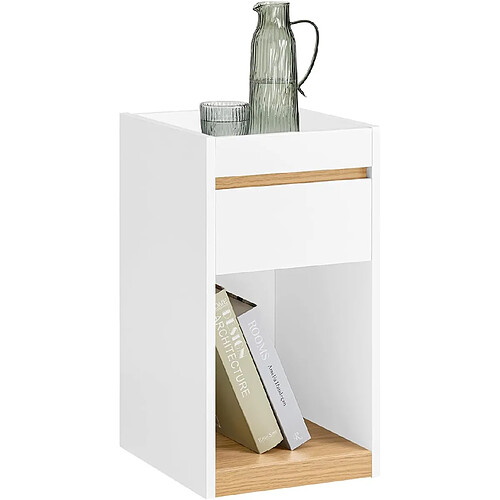 SoBuy FBT137-W Table de chevet avec tiroir Table de Nuit Bout de canapé Table d'appoint Table Téléphone Table de Café Table de Lit Table Basse, pour Salon, Chambre, Bureau, Blanc, L30xP35xH55cm