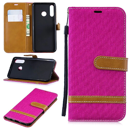 Etui en PU tissu jeans de couleur assortie rose pour votre Huawei P30 Lite