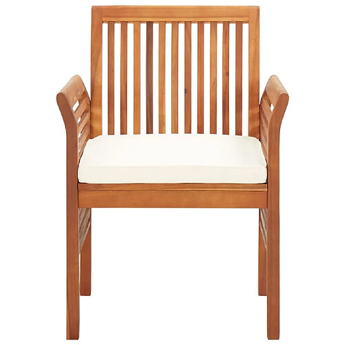 Maison Chic Lot de 4 Chaises de jardin,Fauteuil d'extérieur avec coussins Bois d'acacia massif -MN14468