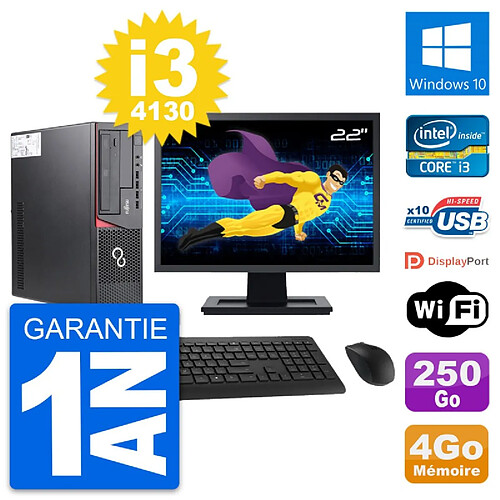 PC Fujitsu E720 DT Ecran 22" Intel i3-4130 RAM 4Go Disque 250Go Windows 10 Wifi · Occasion