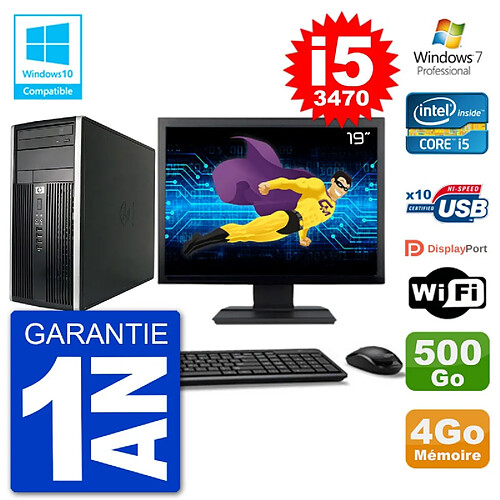 PC HP 6300 MT Ecran 19" i5-3470 RAM 4Go Disque 500Go Graveur DVD Wifi W7 · Occasion