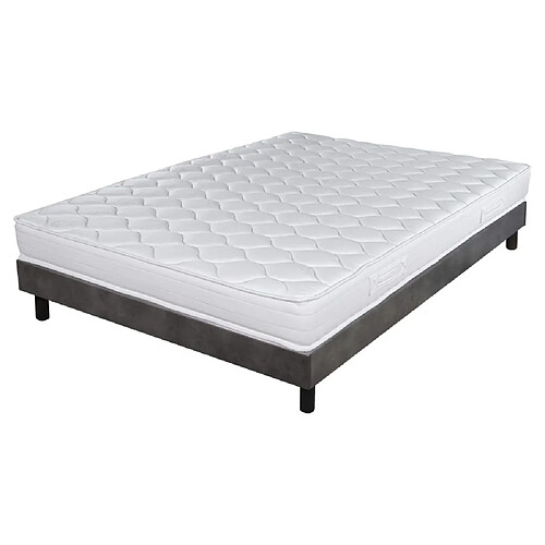 Ebac Matelas + sommier 140x190 Mousse - Decokit - Soutien medium - Sommier démonté - Béton