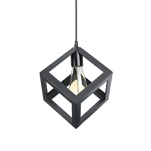 Stoex E27 Suspension Rétro Vintage Cube Carré Lustre abat-jour Luminaire Industriel Noir