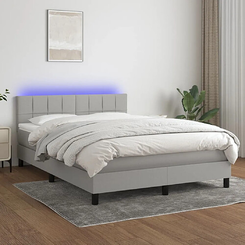 Sommier à lattes,Cadre à lattes de lit et matelas et LED pour Adulte Gris clair 140x190 cm -MN83257