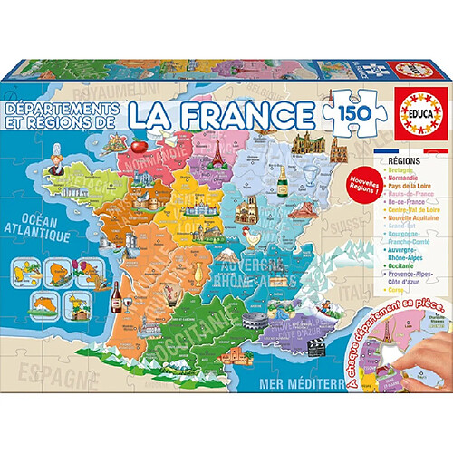 Educa Borras Puzzle 150 Pcs - La France - Departements et regiions