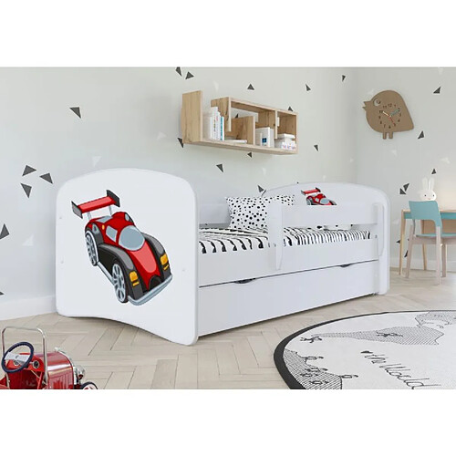 Lit Babydreams bleu voiture de course sans tiroir sans matelas 140/70