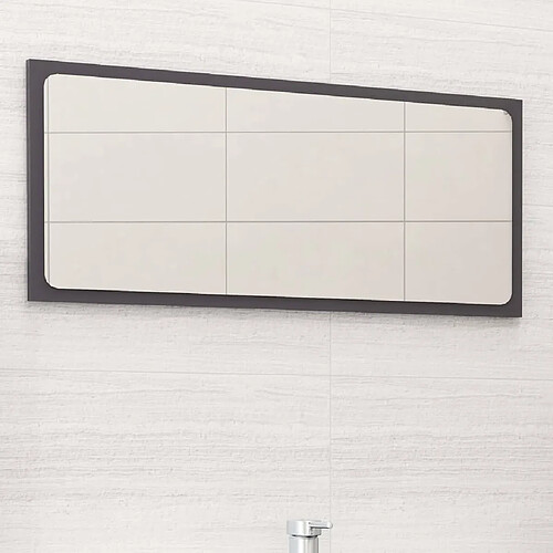 vidaXL Miroir salle de bain Gris brillant 80x1,5x37cm Bois ingénierie