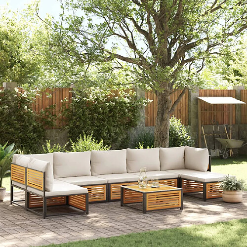 vidaXL Salon de jardin avec coussins 8 pcs bois massif d'acacia