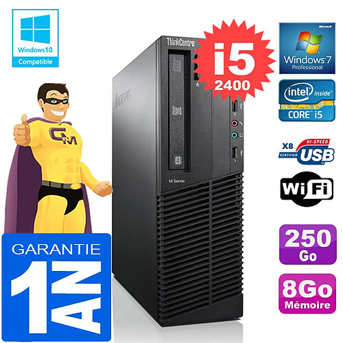 PC Lenovo M92p SFF Core I5-2400 Ram 8Go Disque 250 Go Graveur DVD Wifi W7 · Occasion