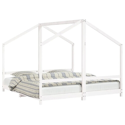 Maison Chic Lit d'Enfant Chambre - Cadre de lit pour enfant blanc 2x(90x190) cm bois de pin massif -MN69079