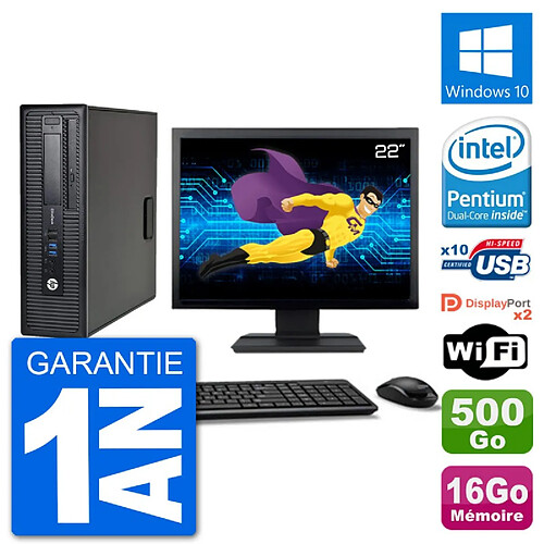 PC HP 800 G1 Ecran 22" Intel G3220 RAM 16Go Disque 500Go Windows 10 Wifi · Occasion