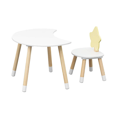 Mobili Rebecca Table et chaise pour enfants Rebecca Mobili Buriti 44x60x40 MDF Pin Blanc Marron ENSEMBLE 2 pcs