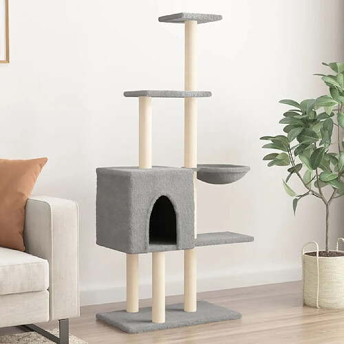 Arbre à chat avec griffoirs,niche pour chat en sisal Gris clair 145 cm -MN45689