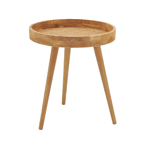 Aubry Gaspard Table en bois naturel et rotin.