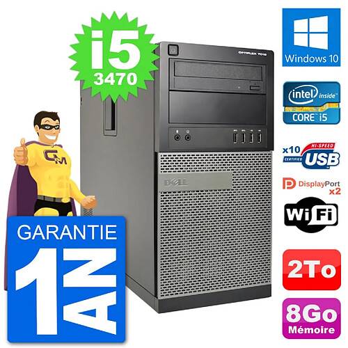 PC Tour Dell 7010 Intel Core i5-3470 RAM 8Go Disque Dur 2To Windows 10 Wifi · Occasion