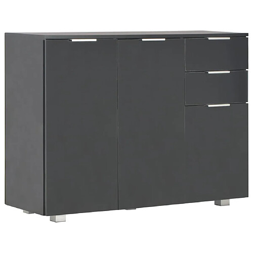 Maison Chic Commode Buffet - Meuble de rangement Noir brillant 107x35x80,5 cm -GKD24007