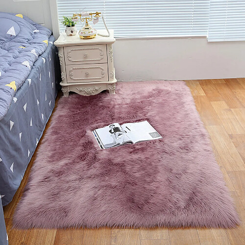 LUUCOZK Tapis moelleux en fausse fourrure, tapis à poils longs pour chambre à coucher, salon, violet-45x45cm carré