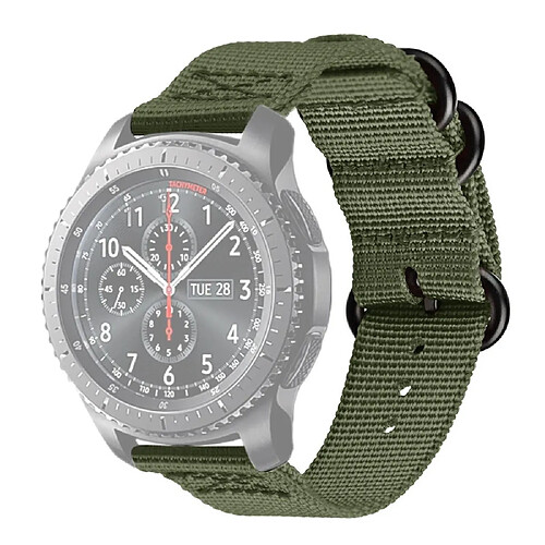 Wewoo Bracelet pour montre connectée Samsung Galaxy Watch Active en nylon à trois anneaux 22mm / S3 Vert armée