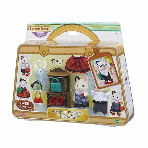 Ludendo La valisette de mode et grande sœur chat bicolore - Sylvanian Families 5462