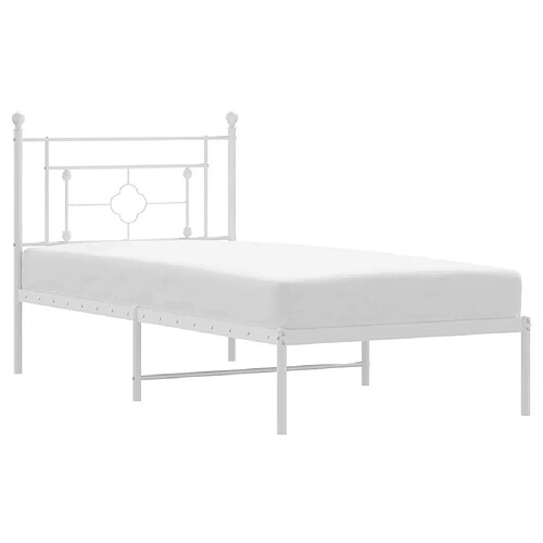 Maison Chic Cadre/structure de lit métal et tête de lit pour adulte - Lit Moderne Chambre blanc 90x200 cm -MN46254