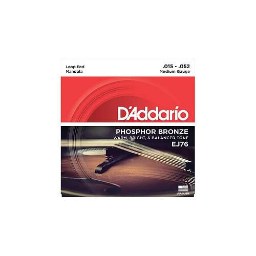 D'Addario Phosphor Bronze EJ76 15-52 - Jeu de cordes mandole