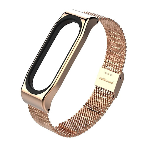 Wewoo Bracelet en métal Mijobs pour Xiaomi Mi Band 3 Bracelet en acier inoxydable de style sans boucle avec boucle Remplacer les accessoires, hôte non inclus (Or rose)