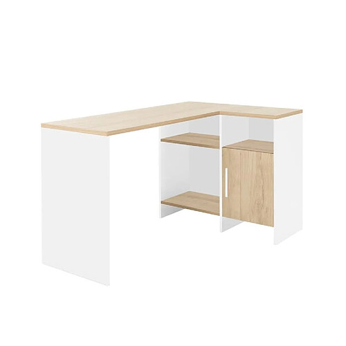 But Bureau d'angle droit KOOPER Imitation chêne et blanc