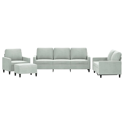 Maison Chic Ensemble de canapés 4 pcs avec coussins, Canapé droit Sofa pour Salon Gris clair Velours -GKD489256