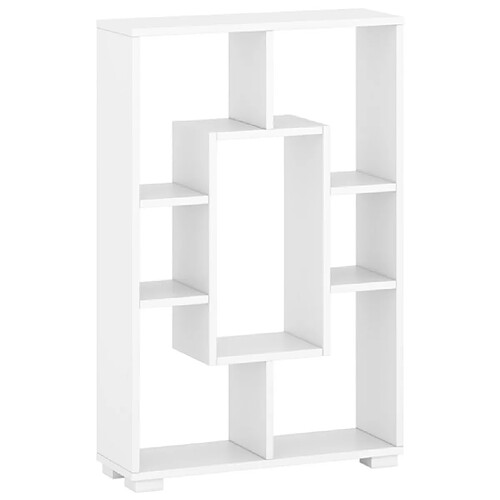 Homestyle4U Étagère Bibliothèque sur pied ou murale 7 compartiments à 4 variantes coloris Blanc - Bois Massif