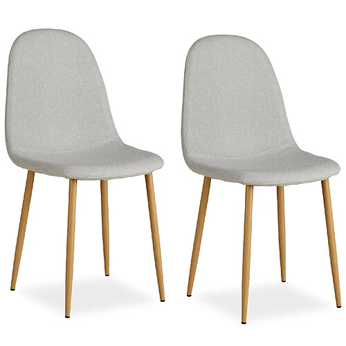 Decoshop26 Lot de 2 chaises de salle à manger cuisine confortable et moderne en tissu gris pieds métal aspect bois CDS06104