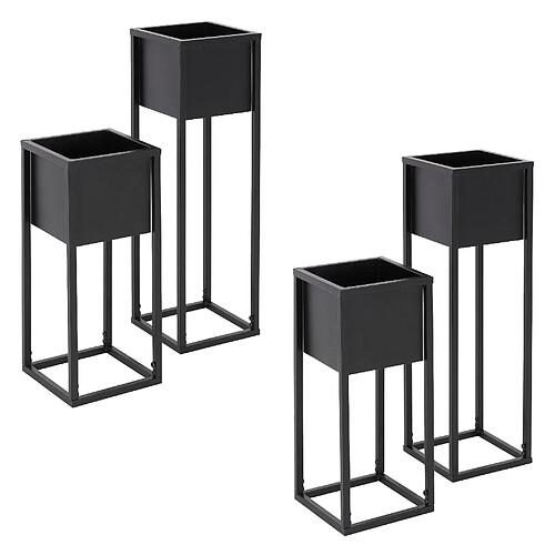 ML DESIGN MODERN LIVING ML-Design Set of 2 flower stands, black, 21x50/70x21 cm, powder-coated metal