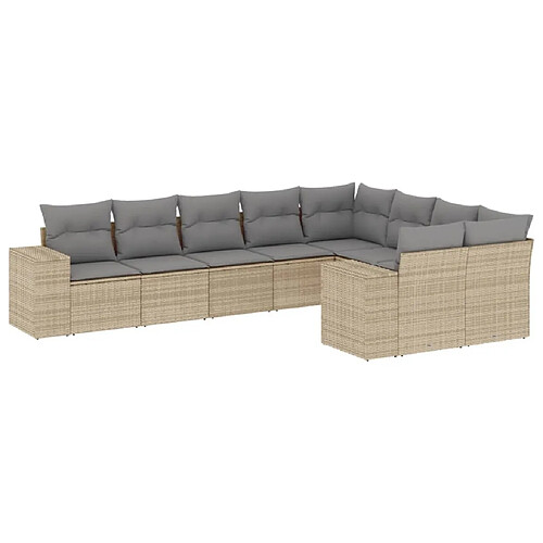 Maison Chic Salon de jardin avec coussins 9 pcs, Ensemble Tables et chaises de jardin, beige résine tressée -GKD665403