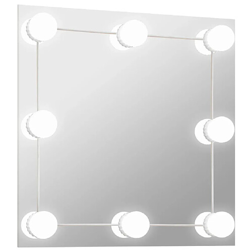 Maison Chic Miroir mural avec lampes LED | Miroir Décoration pour Maison Salle de Bain Carré Verre -GKD15666