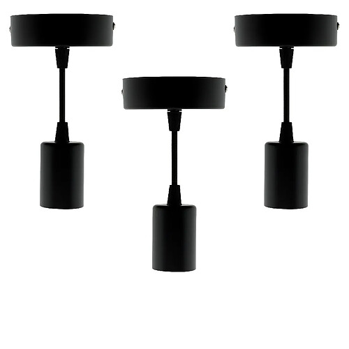 Elexity Lot de 3 kits de suspension luminaire métal avec cordons textiles Noir