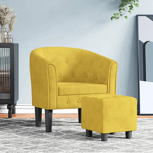 Maison Chic Fauteuil cabriolet et repose-pieds,Fauteuil luxe pour relax jaune velours -MN54014